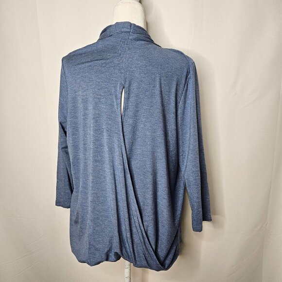 Zenergy By Chico's Blue Knit Cardigan Sweater Draped Size 2 large - Picture 5 of 8